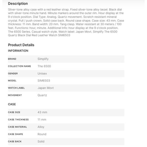 NWT-Simplify Unisex The 6500 Watch - Picture 4 of 5